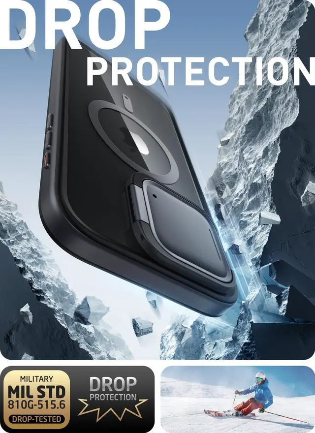 Alt view image 6 of 7 - i-Blason Shield Mag for iPhone 15 Pro Max Case [6.7 inch] with Camera Cover Stand, [Compatible with MagSafe] Clear Full-Body Shockproof Rugged Bumper Protective Case with Built-in Screen Protector