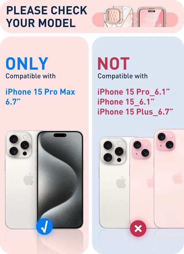Alt view image 2 of 7 - i-Blason Cosmo Mag for iPhone 15 Pro Max Case with Camera Cover Stand, [Compatible with MagSafe] Slim Stylish Full-Body Protective Case with Built-in Screen Protector & Kickstand (Marble)