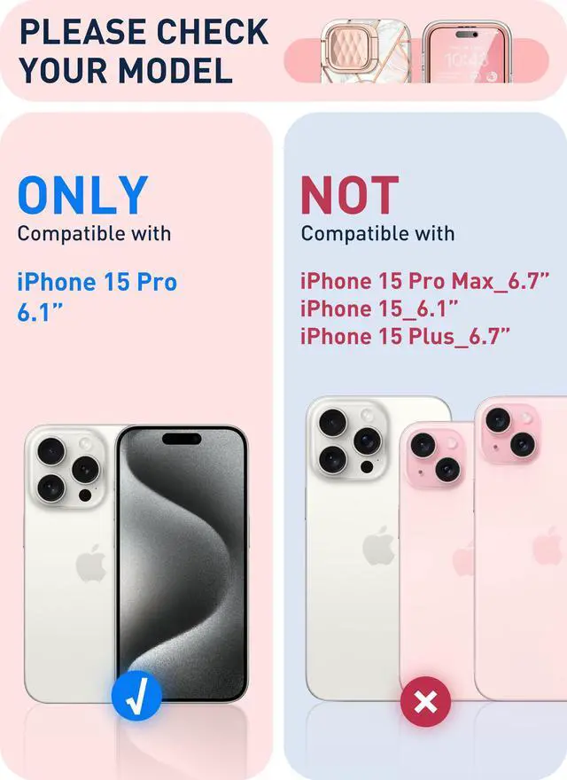 Alt view image 2 of 7 - i-Blason Cosmo Mag for iPhone 15 Pro Case with Camera Cover Stand, [Compatible with MagSafe] Slim Stylish Full-Body Protective Case with Built-in Screen Protector (Marble)