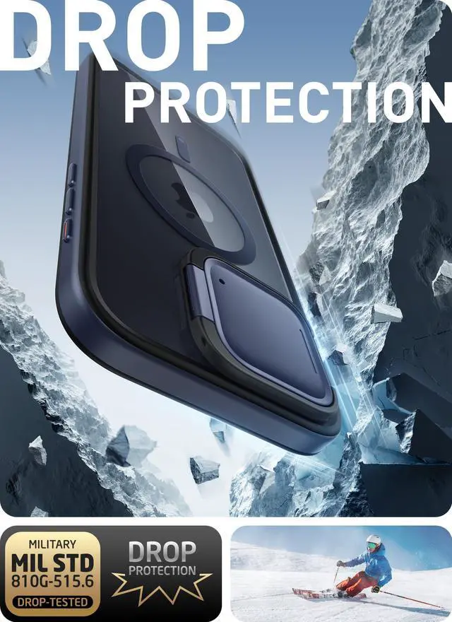 Alt view image 6 of 7 - i-Blason Shield Mag for iPhone 15 Pro Max Case [6.7 inch] with Camera Cover Stand, [Compatible with MagSafe] Clear Full-Body Shockproof Rugged Bumper Protective Case with Built-in Screen Protector