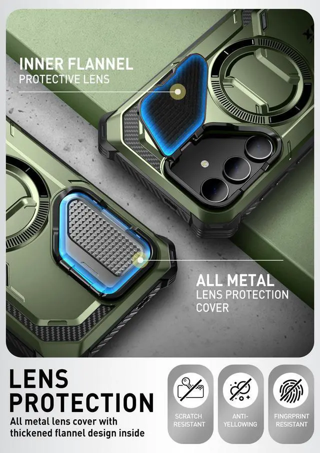 Alt view image 6 of 7 - SUPCASE UB Pro Case for Samsung Galaxy S24, [2 Front Frame] [Military-Grade Protection] Heavy Duty Rugged Case with Built-in Screen Protector & Kickstand & Belt-Clip  Green