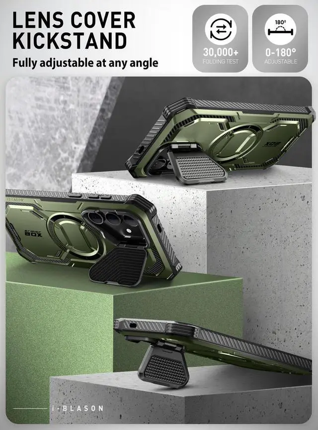 Alt view image 4 of 7 - SUPCASE UB Pro Case for Samsung Galaxy S24, [2 Front Frame] [Military-Grade Protection] Heavy Duty Rugged Case with Built-in Screen Protector & Kickstand & Belt-Clip  Green