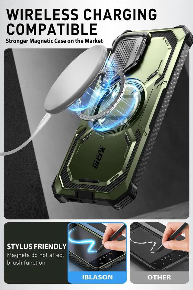 Alt view image 5 of 7 - SUPCASE UB Pro Case for Samsung Galaxy S24, [2 Front Frame] [Military-Grade Protection] Heavy Duty Rugged Case with Built-in Screen Protector & Kickstand & Belt-Clip  Green