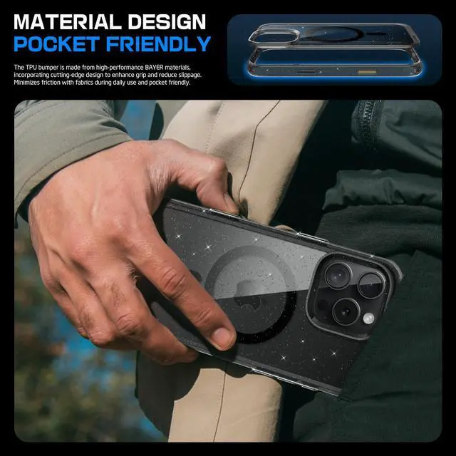 Alt view image 7 of 7 - SUPCASE for iPhone 16 Pro Case with Camera Control Capture Button (Unicorn Beetle Mag), [Compatible with MagSafe] Slim Protective Magnetic Phone Case for iPhone 16 Pro 6.3'' 2024, GlitterBlack