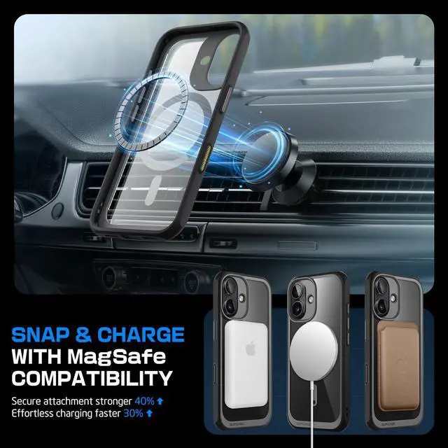 Alt view image 6 of 7 - SUPCASE for iPhone 16 Case with Camera Control Capture Button (Unicorn Beetle Mag), [Compatible with MagSafe] Slim Shockproof Protective Magnetic Phone Case for iPhone 16 6.1'' 2024, Black
