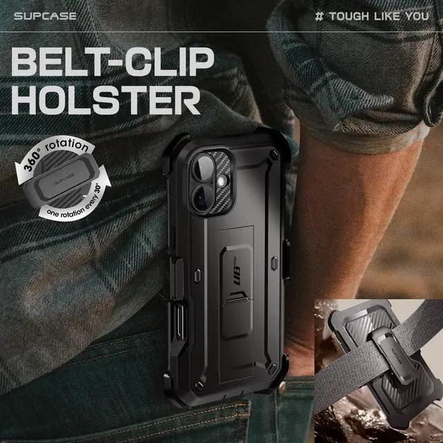 Alt view image 5 of 7 - SUPCASE for iPhone 16 Case with Screen Protector (Unicorn Beetle Pro), [Built-in Stand & Belt-Clip] [Military-Grade Protection] Full Body Heavy Duty Phone Case for iPhone 16 6.1'' 2024, Black