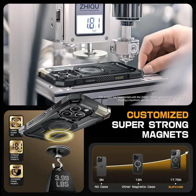 Alt view image 6 of 7 - SUPCASE for iPhone 16 Pro Case with Camera Control Capture Button (Unicorn Beetle Grip), [Compatible with MagSafe] Heavy Duty Rugged Magnetic Stand Phone Case for iPhone 16 Pro 6.3'' 2024, Black