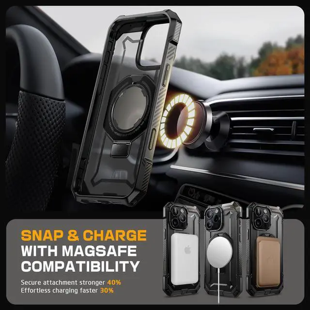 Alt view image 7 of 7 - SUPCASE for iPhone 16 Pro Case with Camera Control Capture Button (Unicorn Beetle Grip), [Compatible with MagSafe] Heavy Duty Rugged Magnetic Stand Phone Case for iPhone 16 Pro 6.3'' 2024, Black