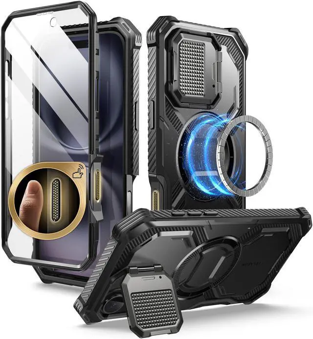 Main image of i-Blason Armorbox for iPhone 16 Plus Case MagSafe [Camera Control Capture Button] [Built-in Screen Protector] [Camera Cover Stand] Military Protection Magnetic Phone Case for iPhone 16 Plus, Black