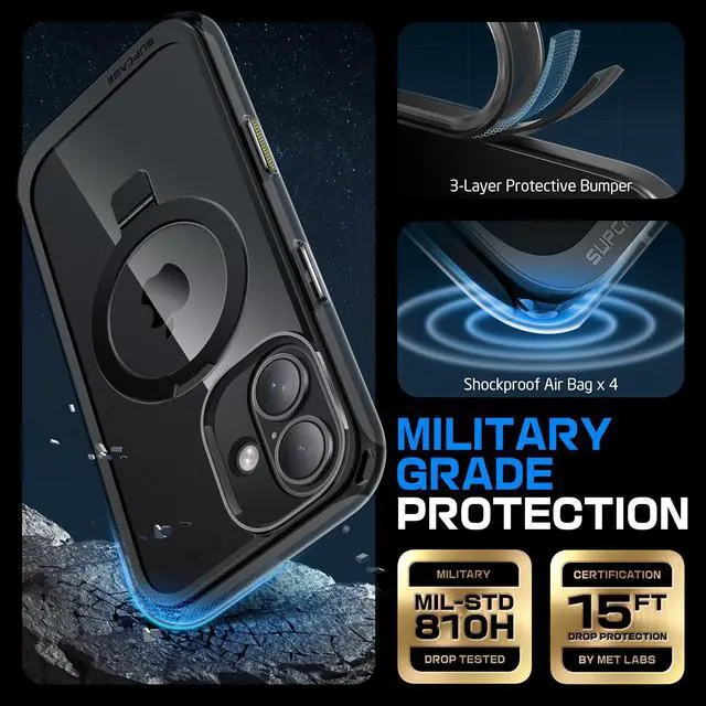 Alt view image 5 of 7 - SUPCASE for iPhone 16 Case with Camera Control Capture Button (Unicorn Beetle Mag Stand), [Compatible with MagSafe] Slim Clear Protective Magnetic Phone Case for iPhone 16 6.1'' 2024, Frost Black