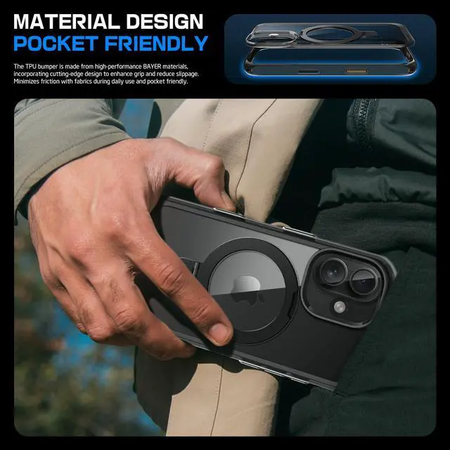 Alt view image 7 of 7 - SUPCASE for iPhone 16 Case with Camera Control Capture Button (Unicorn Beetle Mag Stand), [Compatible with MagSafe] Slim Clear Protective Magnetic Phone Case for iPhone 16 6.1'' 2024, Frost Black