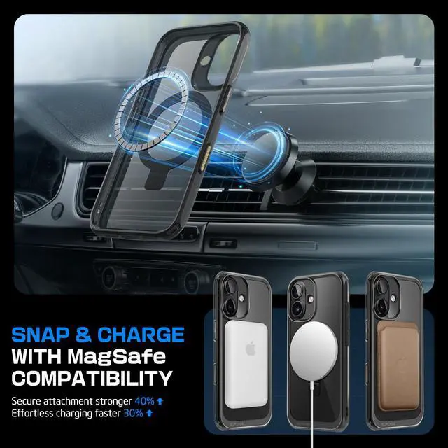 Alt view image 6 of 7 - SUPCASE for iPhone 16 Case with Camera Control Capture Button (Unicorn Beetle Mag Stand), [Compatible with MagSafe] Slim Clear Protective Magnetic Phone Case for iPhone 16 6.1'' 2024, Frost Black