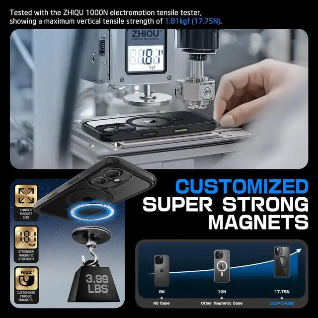 Alt view image 4 of 7 - SUPCASE for iPhone 16 Case with Camera Control Capture Button (Unicorn Beetle Mag Stand), [Compatible with MagSafe] Slim Clear Protective Magnetic Phone Case for iPhone 16 6.1'' 2024, Frost Black