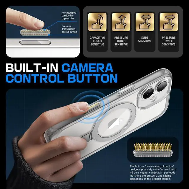 Alt view image 3 of 7 - SUPCASE for iPhone 16 Case with Camera Control Capture Button (Unicorn Beetle Mag Stand), [Compatible with MagSafe] Slim Clear Protective Magnetic Phone Case for iPhone 16 6.1'' 2024, Clear