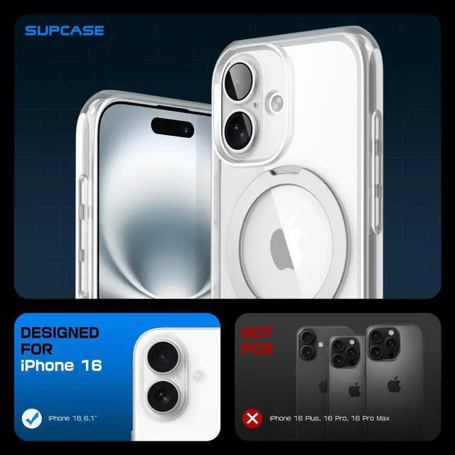 Alt view image 2 of 7 - SUPCASE for iPhone 16 Case with Camera Control Capture Button (Unicorn Beetle Mag Stand), [Compatible with MagSafe] Slim Clear Protective Magnetic Phone Case for iPhone 16 6.1'' 2024, Clear