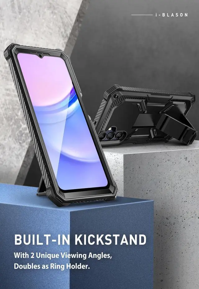 Alt view image 5 of 7 - i-Blason Armorbox for Samsung Galaxy A16 5G Case with Kickstand, Full-Body Rugged Bumper Case with Built-in Screen Protector (Black)