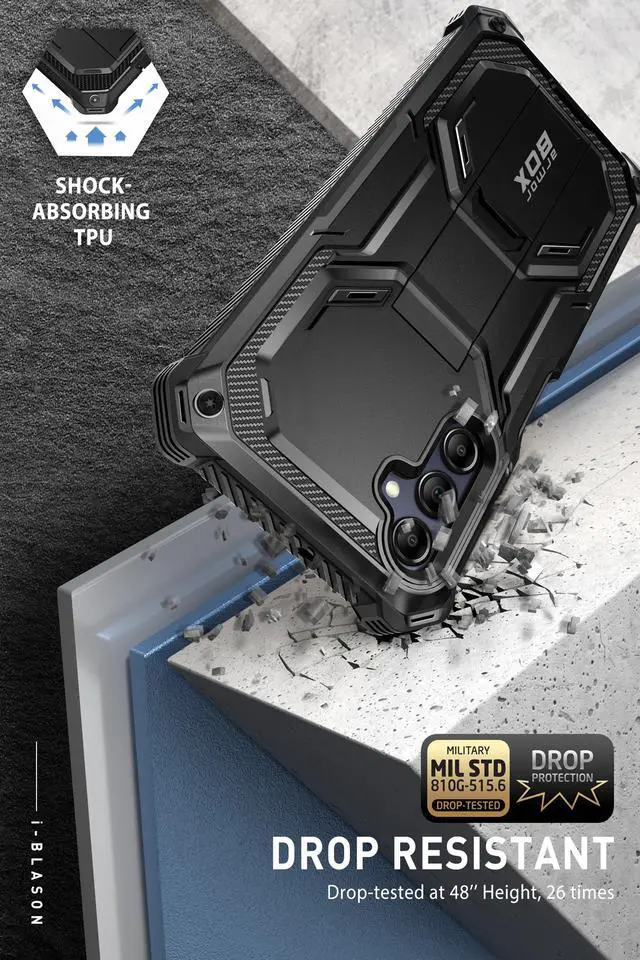 Alt view image 2 of 7 - i-Blason Armorbox for Samsung Galaxy A16 5G Case with Kickstand, Full-Body Rugged Bumper Case with Built-in Screen Protector (Black)