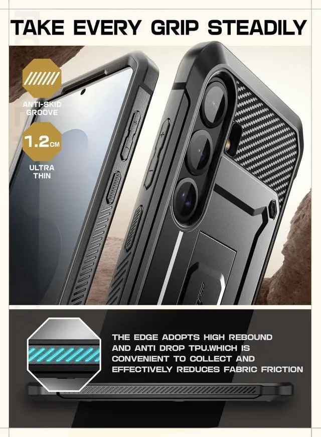 Alt view image 4 of 7 - SUPCASE Unicorn Beetle Pro for Samsung Galaxy S25+ Plus Case with Stand, [2 Front Frames] [Built-in Screen Protector & Belt-Clip] Military-Grade Protection Phone Cover for S25+ Plus 6.7 Inch (Black)