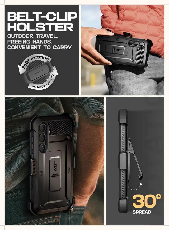 Alt view image 6 of 7 - SUPCASE Unicorn Beetle Pro for Samsung Galaxy S25+ Plus Case with Stand, [2 Front Frames] [Built-in Screen Protector & Belt-Clip] Military-Grade Protection Phone Cover for S25+ Plus 6.7 Inch (Black)