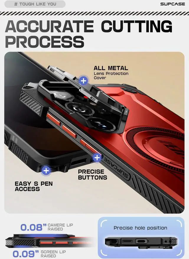 Alt view image 5 of 7 - SUPCASE UBMag XT for Samsung Galaxy S25 Ultra Case with Camera Cover Stand, [S Pen Friendly] [Flawless Touch] Magnetic Phone Case [Military-Grade Protection] MagSafe Cover for S25 Ultra 6.9", Red
