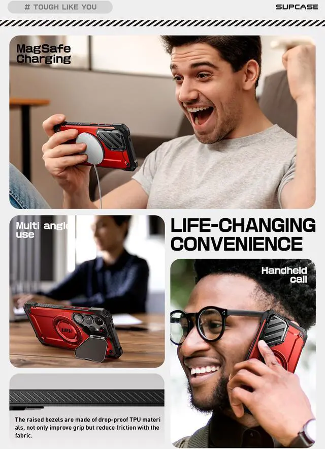 Alt view image 6 of 7 - SUPCASE UBMag XT for Samsung Galaxy S25 Ultra Case with Camera Cover Stand, [S Pen Friendly] [Flawless Touch] Magnetic Phone Case [Military-Grade Protection] MagSafe Cover for S25 Ultra 6.9", Red