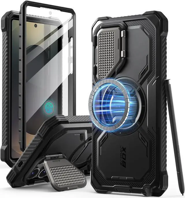 Main image of i-Blason Armorbox for Samsung Galaxy S25 Ultra Case with Camera Cover Stand [Military Protection] Full-Body Heavy Duty Magnetic Phone Case MagSafe Cover with Screen Protector for S25 Ultra 6.9", Black