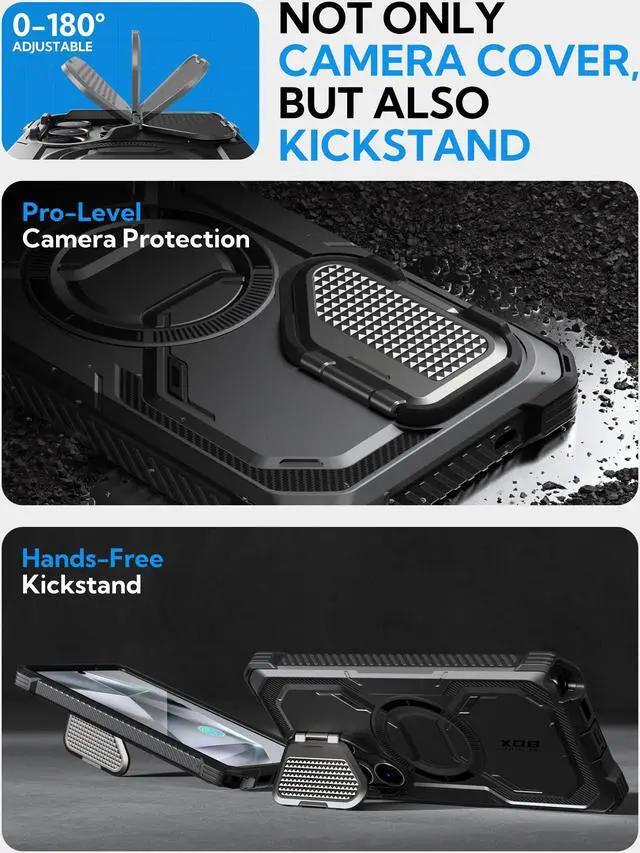 Alt view image 2 of 7 - i-Blason Armorbox for Samsung Galaxy S25 Ultra Case with Camera Cover Stand [Military Protection] Full-Body Heavy Duty Magnetic Phone Case MagSafe Cover with Screen Protector for S25 Ultra 6.9", Black