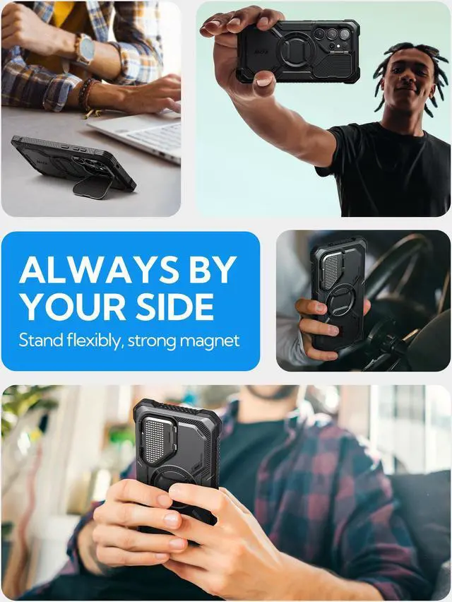 Alt view image 7 of 7 - i-Blason Armorbox for Samsung Galaxy S25 Ultra Case with Camera Cover Stand [Military Protection] Full-Body Heavy Duty Magnetic Phone Case MagSafe Cover with Screen Protector for S25 Ultra 6.9", Black