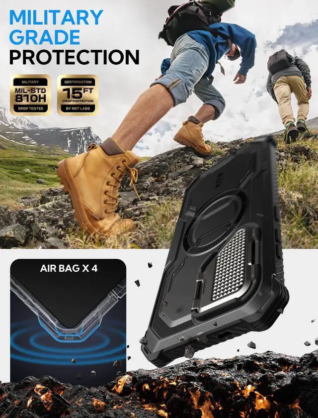 Alt view image 2 of 7 - i-Blason for Samsung Galaxy S25 Plus Case with Camera Cover Stand [Strong N52 Magnets] [Built-in Screen Protector] Full-Body Military-Grade Protection Rugged Magnetic Phone Cover for S25 Plus, Black