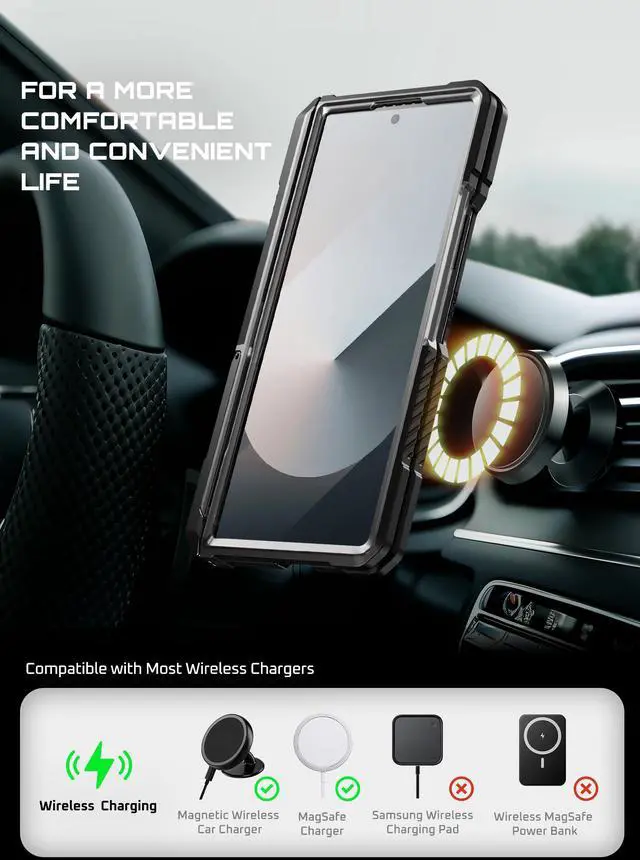 Alt view image 7 of 7 - SUPCASE UB Grip for Samsung Galaxy Z Fold 7 Case with Kickstand, [Compatible with MagSafe] [Built-in Tempered Glass Screen Protector] [Hinge Coverage] Military-Grade Protection Phone Case, Black