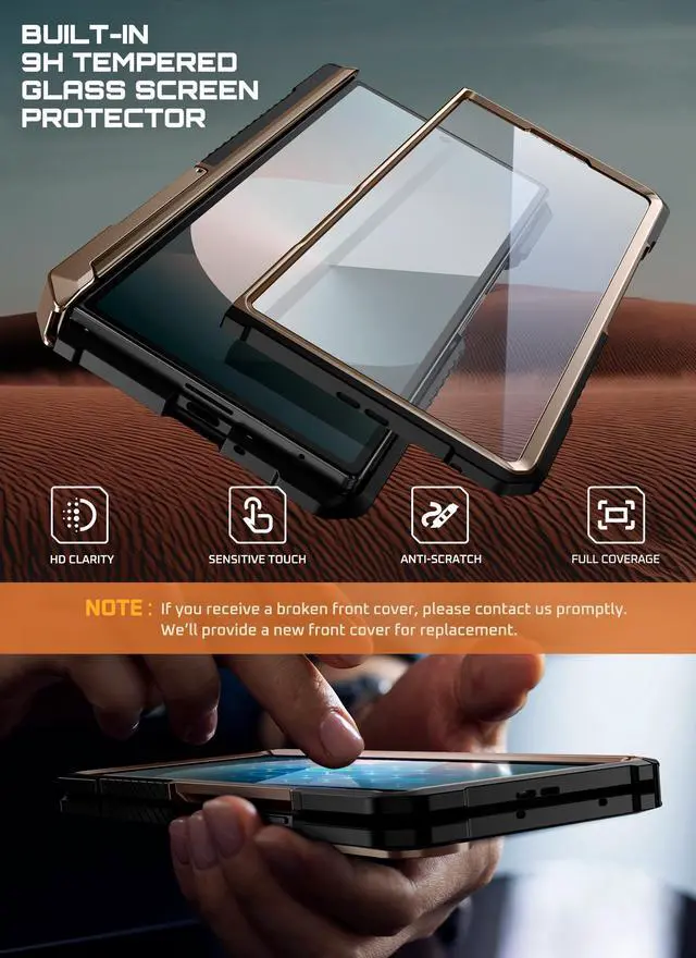 Alt view image 2 of 7 - SUPCASE UB Grip for Samsung Galaxy Z Fold 7 Case with Kickstand, [Compatible with MagSafe] [Built-in Tempered Glass Screen Protector] [Hinge Coverage] Military-Grade Protection Phone Case, Gold