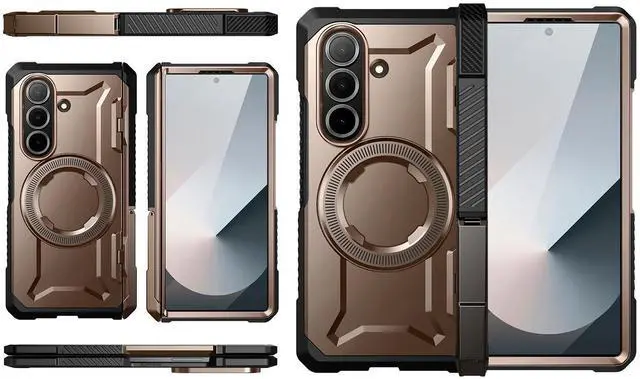Alt view image 7 of 7 - SUPCASE UB Grip for Samsung Galaxy Z Fold 7 Case with Kickstand, [Compatible with MagSafe] [Built-in Tempered Glass Screen Protector] [Hinge Coverage] Military-Grade Protection Phone Case, Gold