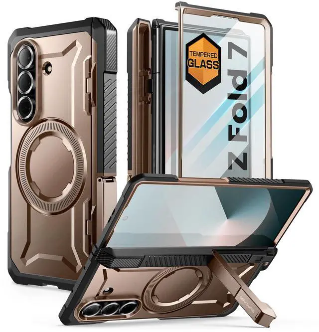 Main image of SUPCASE UB Grip for Samsung Galaxy Z Fold 7 Case with Kickstand, [Compatible with MagSafe] [Built-in Tempered Glass Screen Protector] [Hinge Coverage] Military-Grade Protection Phone Case, Gold