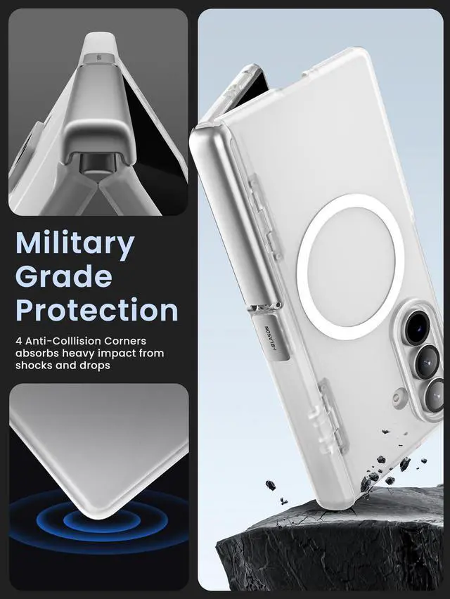 Alt view image 3 of 7 - i-Blason for Samsung Galaxy Z Fold 7 Case [Compatible with MagSafe] [Tempered Glass Screen Protector] [Hinge Protection & Kickstand] Full-Body Protective Magnetic Phone Case for Z Fold 7 (Clear)