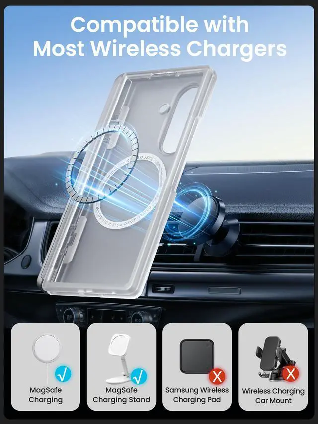 Alt view image 7 of 7 - i-Blason for Samsung Galaxy Z Fold 7 Case [Compatible with MagSafe] [Tempered Glass Screen Protector] [Hinge Protection & Kickstand] Full-Body Protective Magnetic Phone Case for Z Fold 7 (Clear)