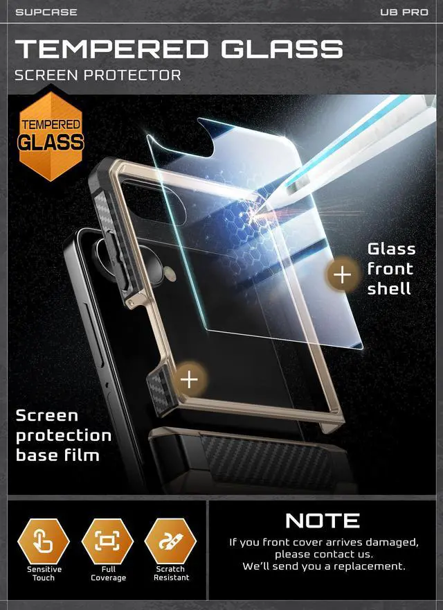 Alt view image 5 of 7 - SUPCASE Unicorn Beetle Pro for Samsung Galaxy Z Flip 7 Case with Built-in Stand & Belt-Clip, [Hinge Protection] [Front Tempered Glass Screen Protector] Full Body Military-Grade Phone Cover, Gold