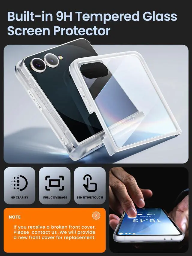 Alt view image 4 of 7 - i-Blason for Samsung Galaxy Z Flip 7 Case with Stand [Tempered Glass Screen Protector] [Hinge Protection] [Support Wireless Charging] Slim Matte Protective Magnetic Phone Case for Z Flip 7, Clear