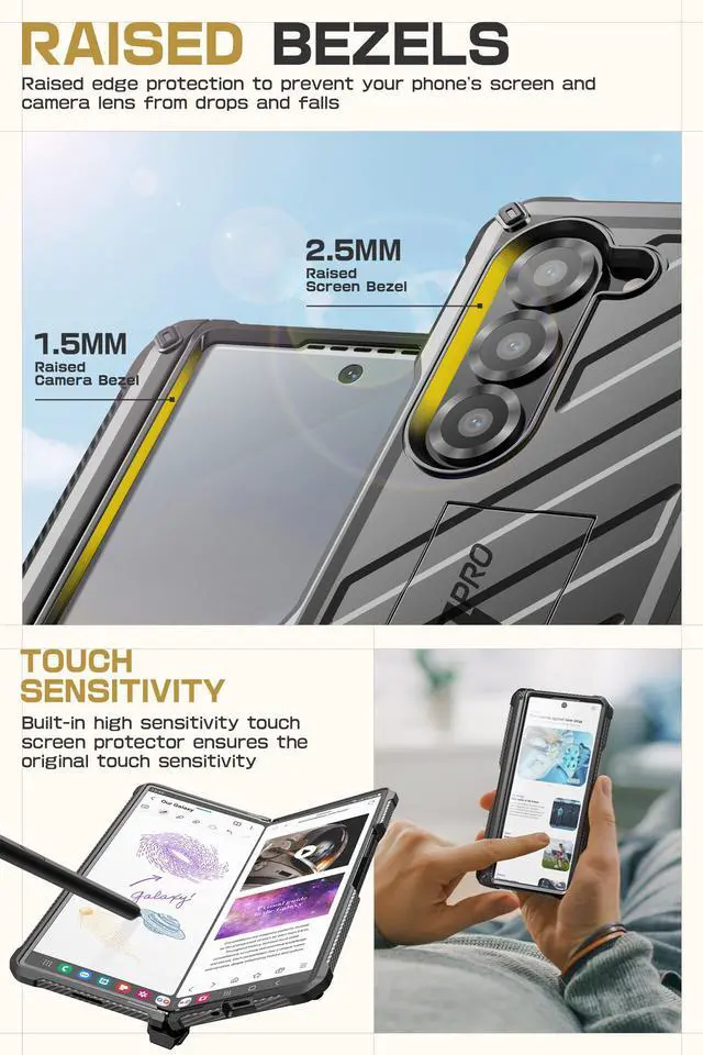 Alt view image 7 of 7 - SUPCASE UB Pro for Samsung Galaxy Z Fold 6 Case with S Pen Holder [Built-in Screen Protector & Kickstand] [Military-Grade Protection] Heavy Duty Rugged Phone Case 360° Full Shockproof Cover, Black