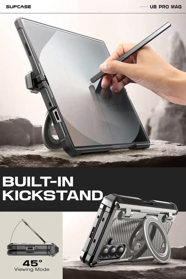 Alt view image 2 of 7 - SUPCASE UB Pro Mag for Samsung Galaxy Z Fold 6 MagSafe Case with S Pen Holder [Military Grade] [Built-in Screen Protector & Magnetic Ring Holder] Rugged Shockproof Phone Case Cover, Tigray
