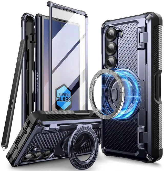 Main image of SUPCASE UB Pro Mag for Samsung Galaxy Z Fold 6 MagSafe Case with S Pen Holder [Military Grade] [Built-in Screen Protector & Magnetic Ring Holder] Rugged Shockproof Phone Case Cover, Blue