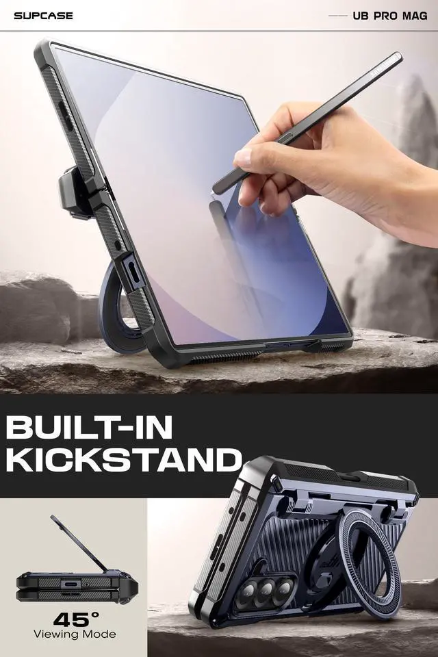 Alt view image 2 of 7 - SUPCASE UB Pro Mag for Samsung Galaxy Z Fold 6 MagSafe Case with S Pen Holder [Military Grade] [Built-in Screen Protector & Magnetic Ring Holder] Rugged Shockproof Phone Case Cover, Blue