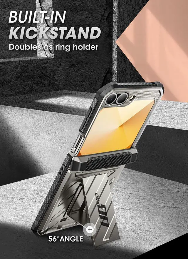 Alt view image 5 of 7 - SUPCASE Unicorn Beetle Pro for Samsung Galaxy Z Flip 7 FE / 6 / 5 Case with Stand & Belt-Clip, [Hinge Protection] [Screen Protector] Full Body Rugged Phone Cover for Galaxy Z Flip 7 FE / 6 / 5, TiGray