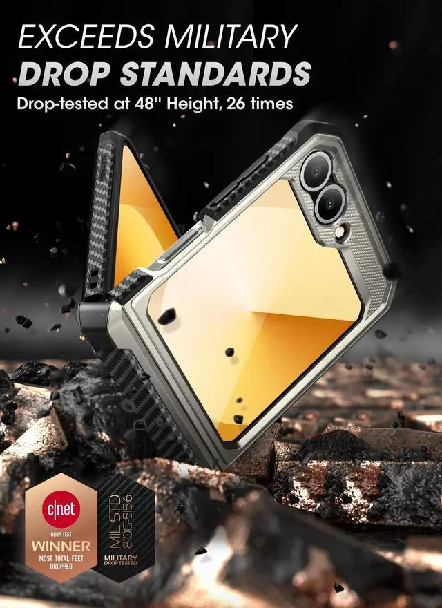 Alt view image 2 of 7 - SUPCASE Unicorn Beetle Pro for Samsung Galaxy Z Flip 7 FE / 6 / 5 Case with Stand & Belt-Clip, [Hinge Protection] [Screen Protector] Full Body Rugged Phone Cover for Galaxy Z Flip 7 FE / 6 / 5, TiGray