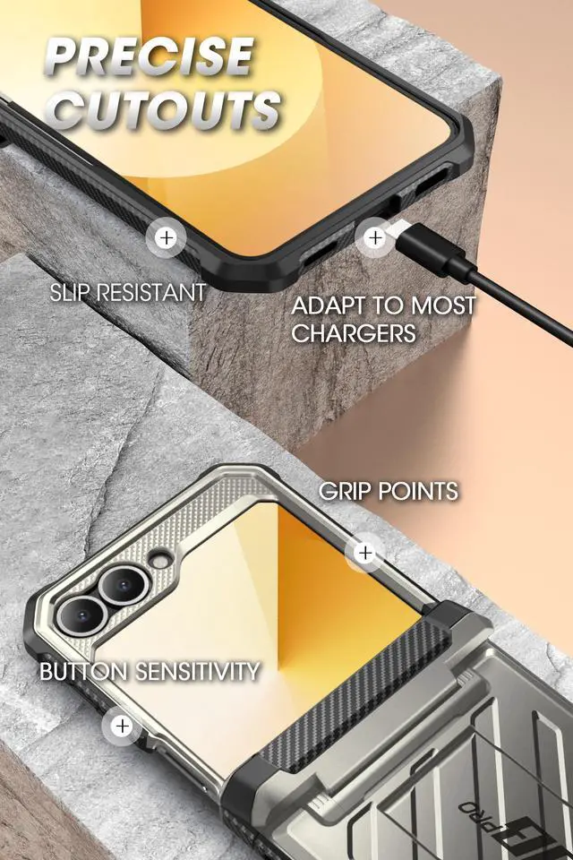 Alt view image 6 of 7 - SUPCASE Unicorn Beetle Pro for Samsung Galaxy Z Flip 7 FE / 6 / 5 Case with Stand & Belt-Clip, [Hinge Protection] [Screen Protector] Full Body Rugged Phone Cover for Galaxy Z Flip 7 FE / 6 / 5, TiGray