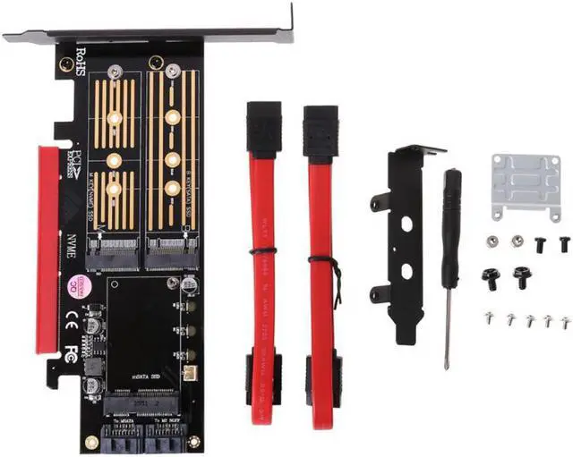 Main image of PCI-E 3.0 X16 to M.2 SSD PCIE to M2 Adapter Raiser M Key B Key mSATA 2 x 7Pin SATA Port NVME M2 SSD AHCI mSATA 3 in 1 Riser Card