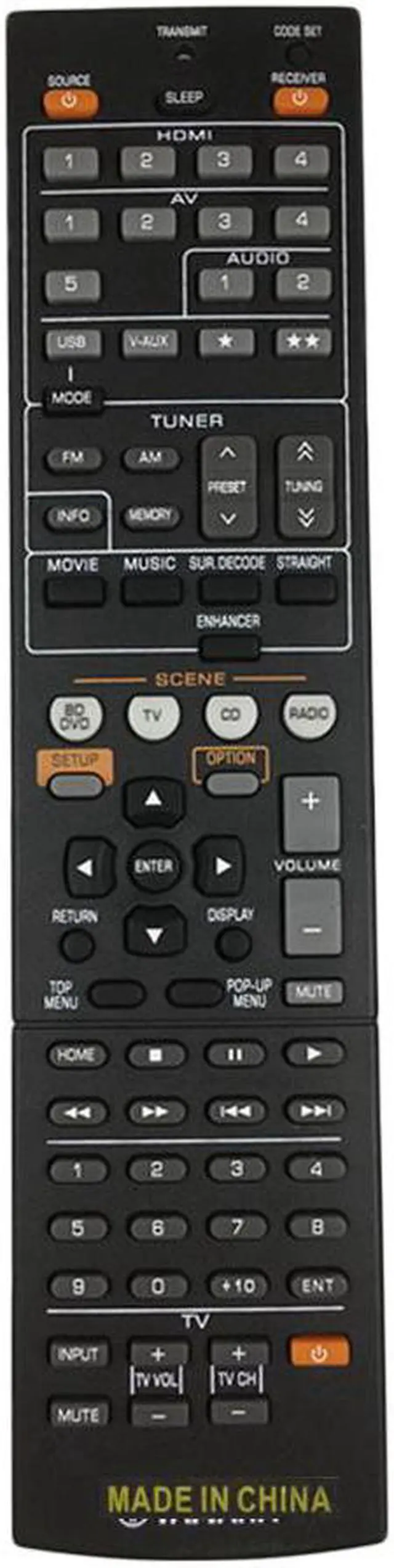 Main image of Replacement Remote Control For Yamaha Audio Video AV Receiver RAV464 ZA11360 RAV451 WW512300