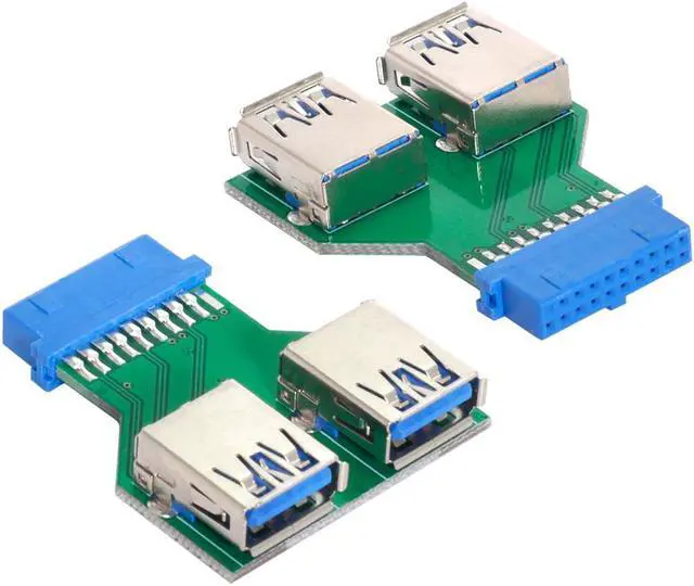 Main image of For Motherboard Dual USB 3.0 A Type Female to Motherboard 20/19 Pin Box Header Slot Adapter PCBA