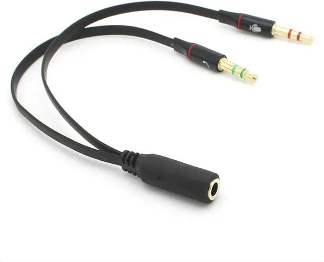 Main image of 3.5 mm Black Headphone Earphone Audio Cable Micphone Y Splitter Adapter 1 Female to 2 male Connected Cord to Laptop PC