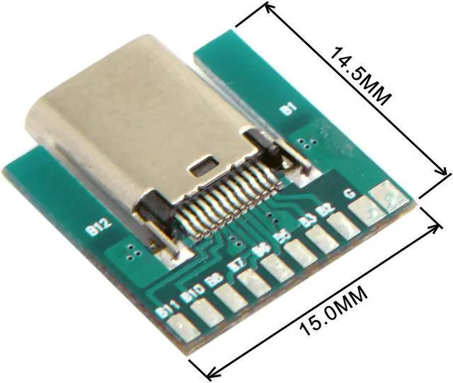Main image of USB 3.1 Type C Female Socket Connector Plug SMT Type With PC Board DIY 24pin