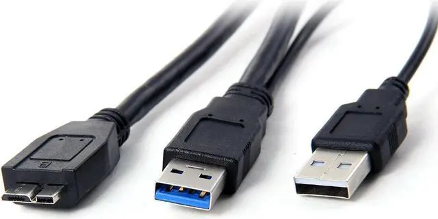 Main image of Two USB 3.0 A Male with USB Power to Micro USB 3.0 Y Cable for Mobile Hard Disk U3-029-0.5M